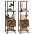 thumbnail image 1 of Costway 2 PCS 5-Tier Bookshelf with 4 Open Shelves Storage Drawer Book Storage Organizer Brown, 1 of 10