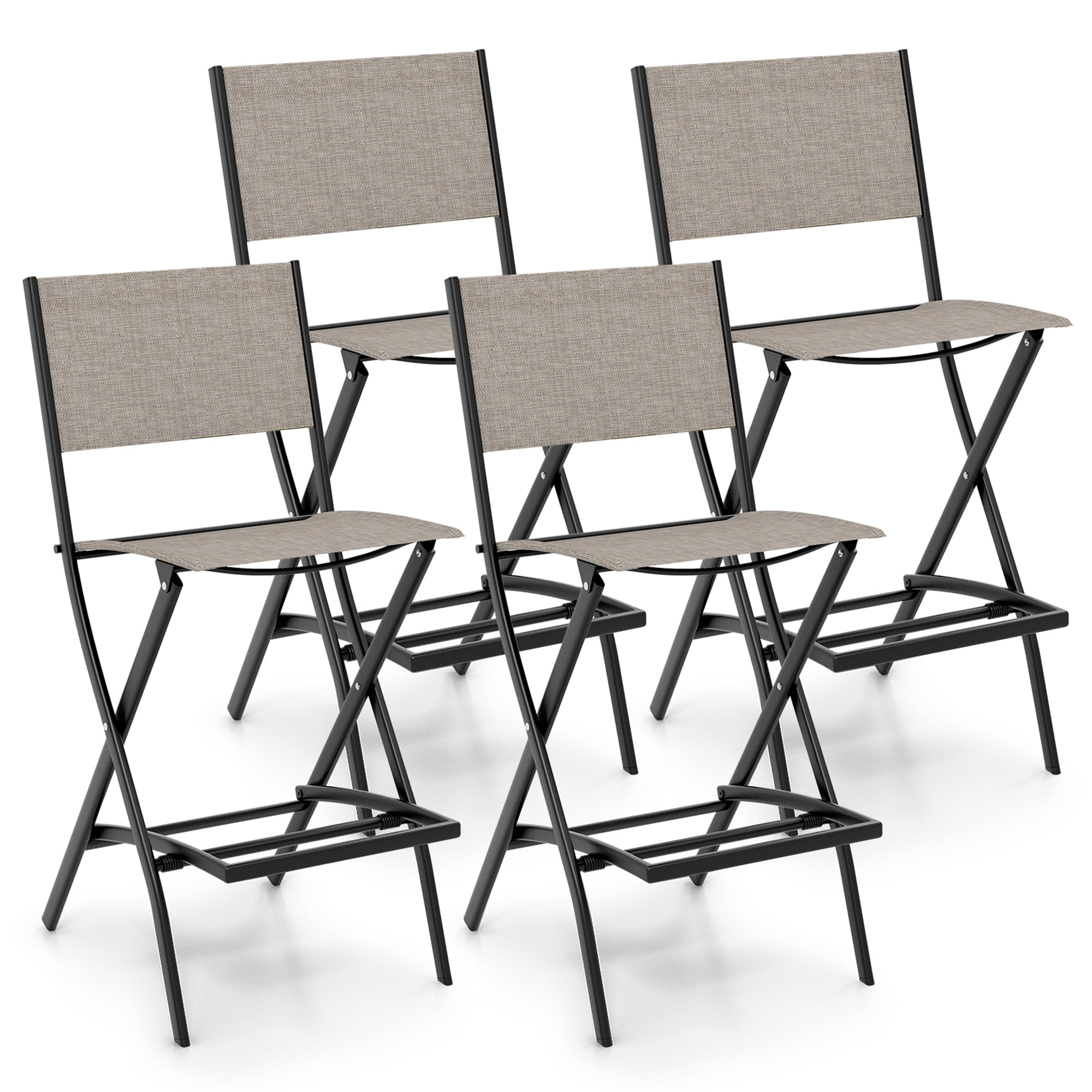 Gymax Folding Bar Stools Set of 4, Coffee