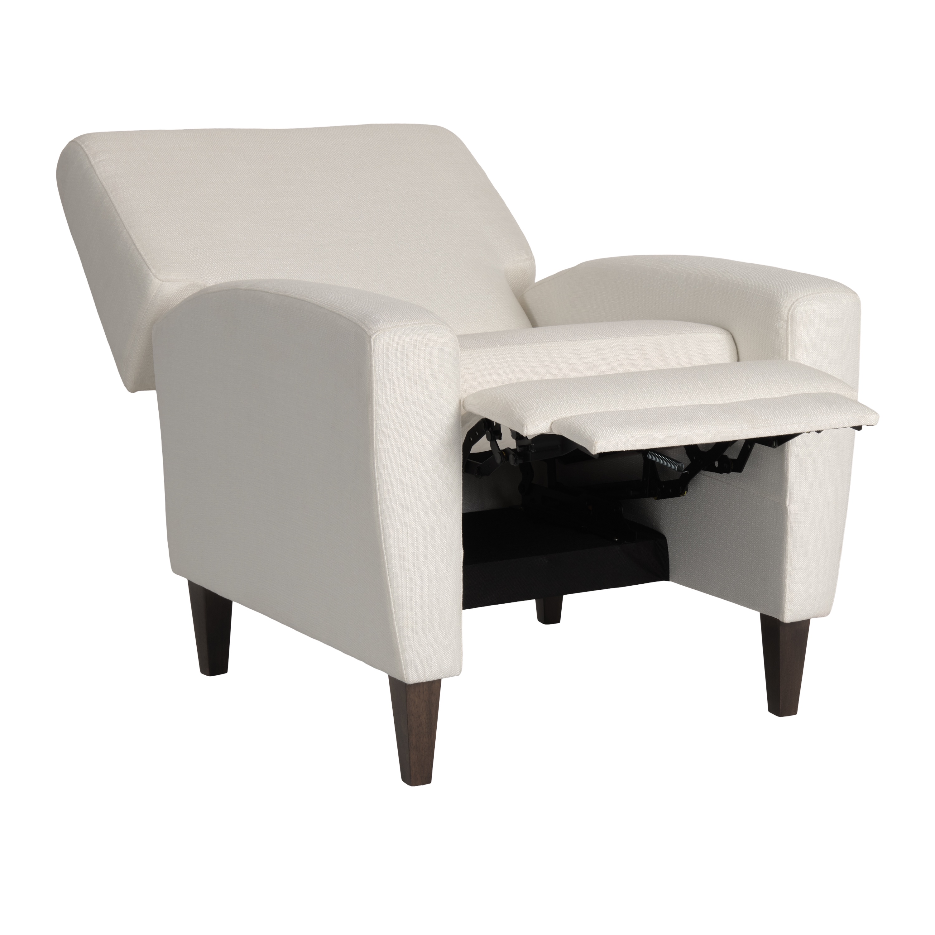 Fauteuil inclinable d'intérieur rembourré en tissu tressé blanc cassé CorLiving Wells avec pieds en bois