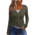 thumbnail image 2 of Qertyioot Chemise Blouse Décontractée pour Femme à Boutons, Manches Longues, Col Rond, Ajustée, avec Dentelle Cousue, 2 of 6