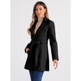 thumbnail image 3 of INSPIRE CHIC Manteau Long Classique pour Femme à Col Montant, Manches Longues, d'Hiver, Ceinturé, L Noir, 3 of 8