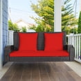 thumbnail image 1 of Costway Balançoire de Porche Suspendue en Rotin pour Patio 2 Personnes avec Coussin Rouge, 1 of 10