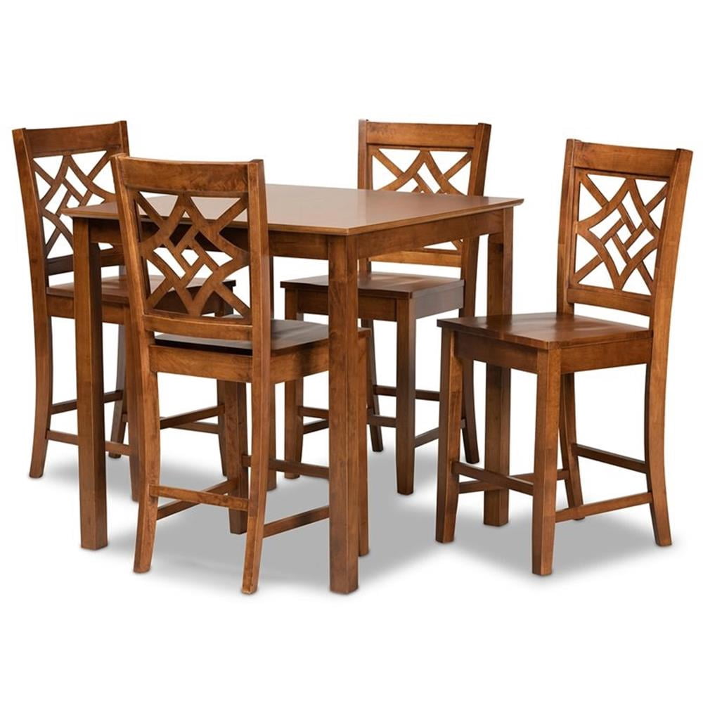 Baxton Studio Nicolette Walnut Brown Finished Wood 5-Piece Pub Set