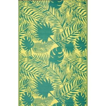 Erbanica Tapis Réversible Intérieur Extérieur à Feuilles Vertes, 5 Pieds x 8 Pieds, Écologique, Protection UV