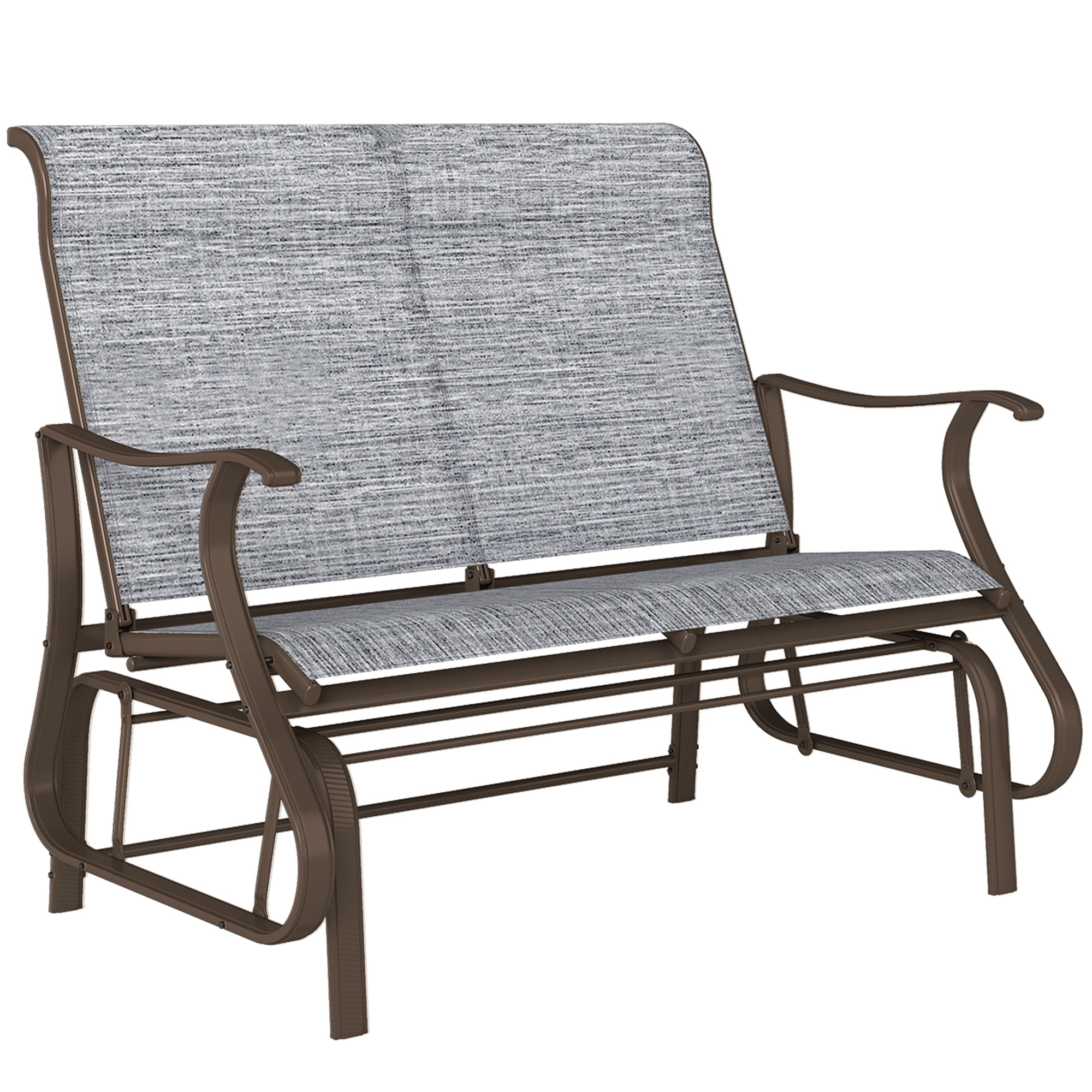 Outsunny 2-Person Outdoor Glider Chair for Outdoor, Backyard, Dark Grey