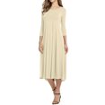 thumbnail image 2 of Nlife Robe Midi Évasée à Manches 3/4 et Col Rond pour Femmes, 2 of 4