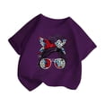 thumbnail image 3 of LUOGENLI T-Shirt pour Filles Enfant Filles Mignon Imprimé Graphique Col Rond Manche Courte Tee Été Décontracté T-Shirt Longues Chemises pour Filles avec Fente Violet 11-12 Ans, 3 of 5