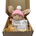 thumbnail image 2 of Hug Cute Easter Adorable Knitted Bunny With Inspirational Card Desk Decor Handmade Emotional Support Positive For Teachers Friends Family, 2 of 9