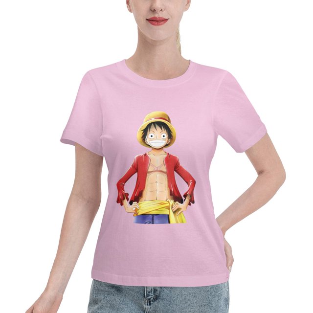 T-Shirt Basique à Manches Courtes pour Femmes une Pièce Luffy