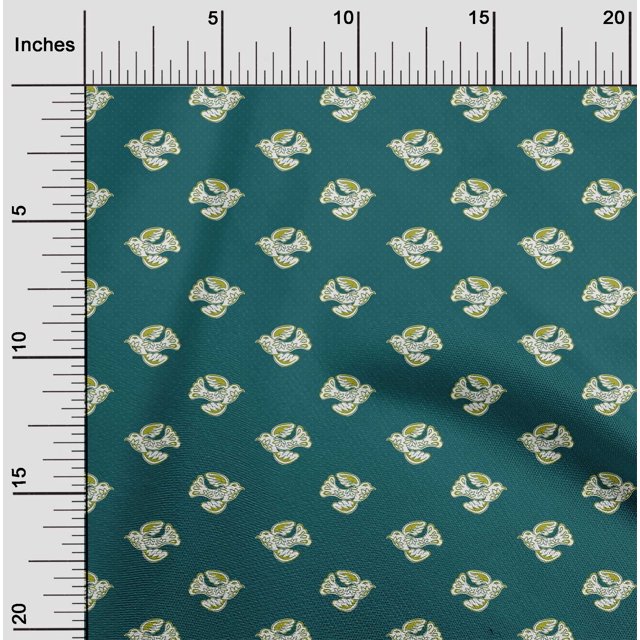 oneOone Georgette Viscose Fabric Dot & Bird Block Print Fabric By The Yard 42 Inch Wide