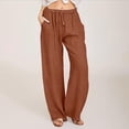 thumbnail image 2 of XZNGL Womens Casual Trousers Solid Drawstring Waist Long Pants with Pocket, 2 of 7