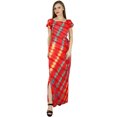 thumbnail image 2 of Bimba Robe Maxi en Rayonne Rouge pour Femmes Teinture sur Nœuds Robe d'Été avec Fente Tenue de Villégiature, 2 of 7