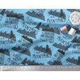 thumbnail image 2 of Soimoi Blue Poly Georgette Fabric Mountains & Text Print Fabric by the Yard 42 Inch Wide, 2 of 5