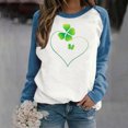 thumbnail image 1 of XZNGL Ladies Saint Patricks Day Printed Round Neck Long Sleeved T-shirt Loose Top, 1 of 1