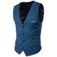 thumbnail image 2 of Jovati Sleeveless Suit Vest for Men, Solid Color, Polyester Blend, Slim Fit, Button Front, Casual Formal Wear, Spring Summer, 2 of 8