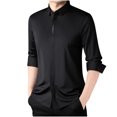 thumbnail image 1 of LNWUY Chemises à Manches Longues pour Hommes Séchage Rapide Chemise de Performance Printemps Automne Couleur Unie Rembourrée Chaude Confortable Chemises à Col Rabattable Noir m, 1 of 4