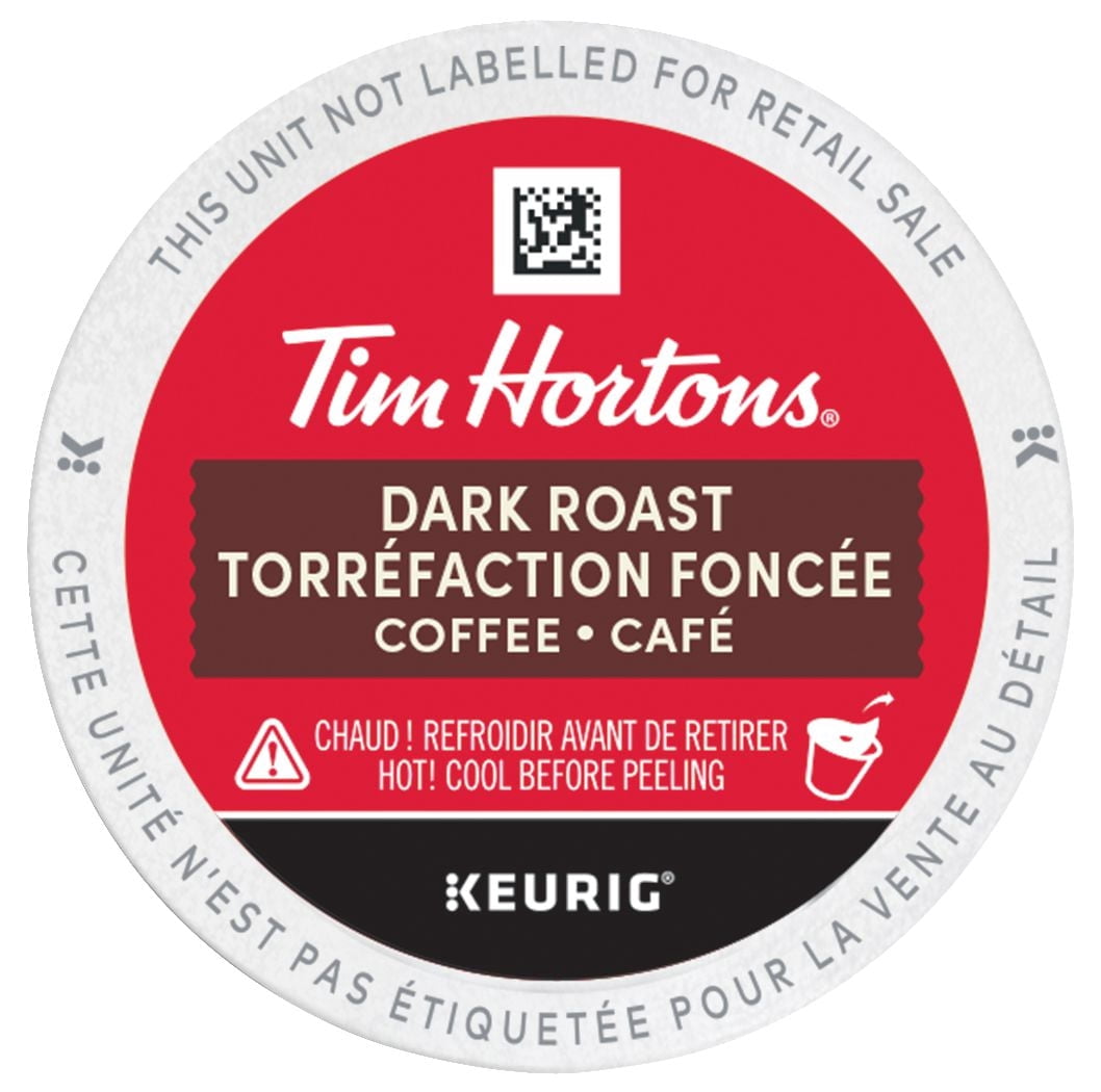 Capsules de café Tim Hortons, torréfaction foncée, capsules K-Cup à usage unique compatibles avec Keurig, saveur riche et corsée, 30 capsules