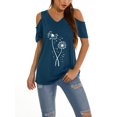 thumbnail image 2 of Innerwin Tee Short Sleeve Ladies T-shirt Work Dandelion Print Loose T Shirt Navy Blue S, 2 of 3