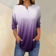 thumbnail image 2 of SwiftWear T-Shirts pour Femmes Mode Tendance Col Rond Manches Mi-Longues T-Shirt Couleur Dégradée Décontracté Ample Hauts Basiques, 2 of 5