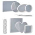 thumbnail image 1 of Moule en Résine Surdimensionné, Ensemble d'Outils en Silicone Transparent Inclus Moule Rectangulaire, Carré, Rond, Ovale, en Forme de Cœur, 1 Pince à Épiler et 18 Pcs Outils de Fabrication en Plastique pour Résine Moulée DIY, 1 of 4