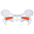 thumbnail image 1 of Jeco Ensemble de Conversation en Osier 3 Pcs Blanc avec Coussins Orange, 1 of 2