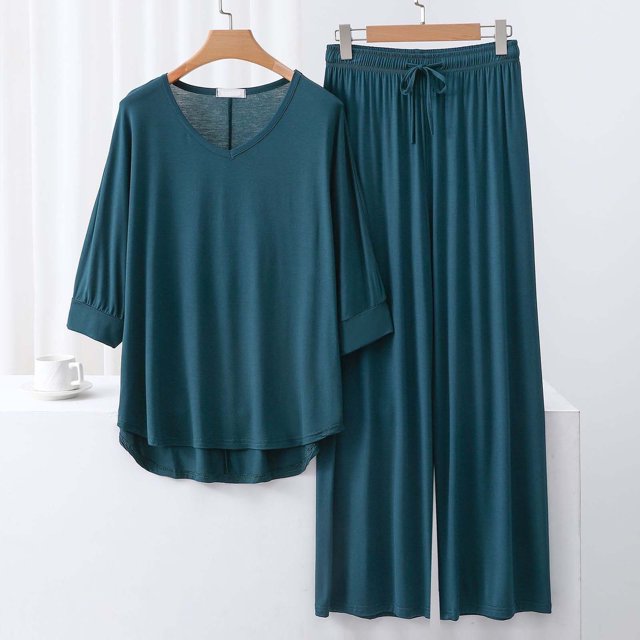 Weiqiqre Pyjamas pour Femmes Pyjamas Rafraîchissants Ensembles d'Été Assortis Manches Courtes Ensemble de Détente Femmes