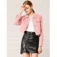 thumbnail image 3 of INSPIRE CHIC Veste en Denim Courte à Manches Longues Boutonnée pour Femme, 3 of 6