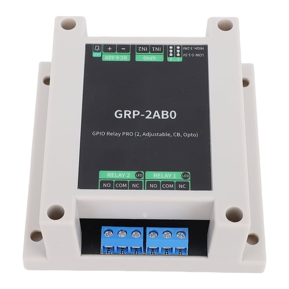 10A 5V 2 Channel GPIO Relay Switch Board Module, Optocoupler Isolation, Industrial Automation Control, ABS Rail Mount Case, for Smart Home Systems