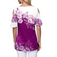 thumbnail image 3 of DYMADE Women Round Neck Off Shoulder Short Sleeve Floral Casual Top, 3 of 3