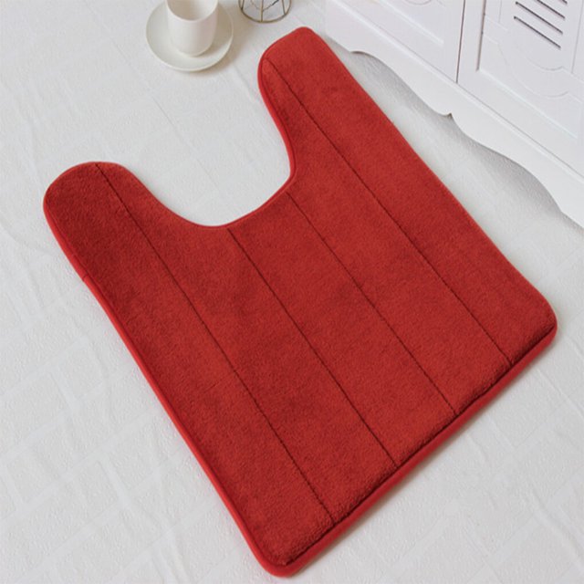 U-shaped Toilet Mat Water Absrobent Non-slip Elastic Skin-friendly Bathroom Rug Pad Bath Rug Showering Protection Household Home Coffee Color 50*60cm