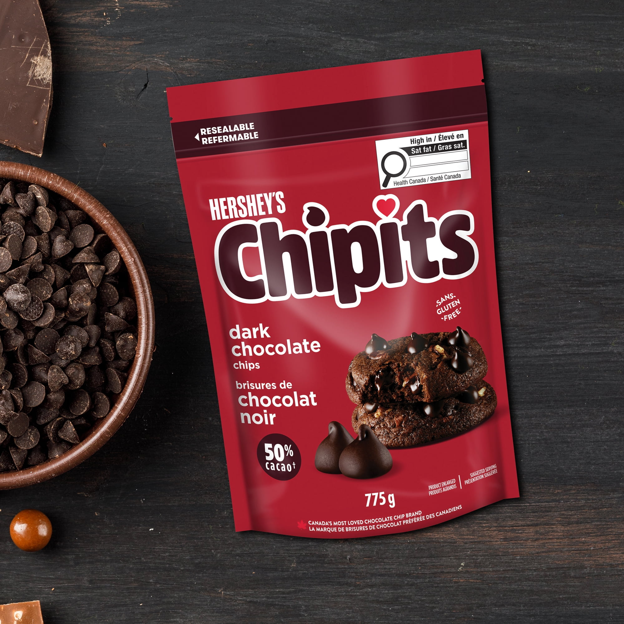 HERSHEY'S CHIPITS Dark Chocolate Chips, 775g