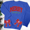 thumbnail image 3 of Chandails en Molleton de Noël pour Femmes avec Nœud Latéral Appliqué Chandail en Molleton Oversize Chandails en Molleton Col Rond Manches Longues Chandail Top Chandail en Molleton Sans Capuche pour Femmes, 3 of 5