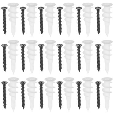 100 Ensembles de Vis d'Expansion en Acier Inoxydable avec Ancres en Plastique Blanc, Vis Murales Robustes et Trousse d'Ancres pour Cloison Sèche et Béton