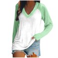 thumbnail image 1 of FAIWAD Women’s Color Block Tunic Top Long Sleeve Patchwork V Neck Plus Size Pullover Top, 1 of 4