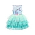thumbnail image 1 of Girls Dress Aqua Green Sea Mermaid Gradient Tutu Tulle Party 6 Years, 1 of 6