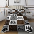 thumbnail image 1 of YST Happy Camping Queen Bedspread Set,Rv Camper Quilt Set For Boys Adults Men,Camper Decor Coverlet Set For Travel Trailers Bunk,Rustic Farmhouse Buffalo Plaid Bed Set Brown Black Grey, 1 of 5
