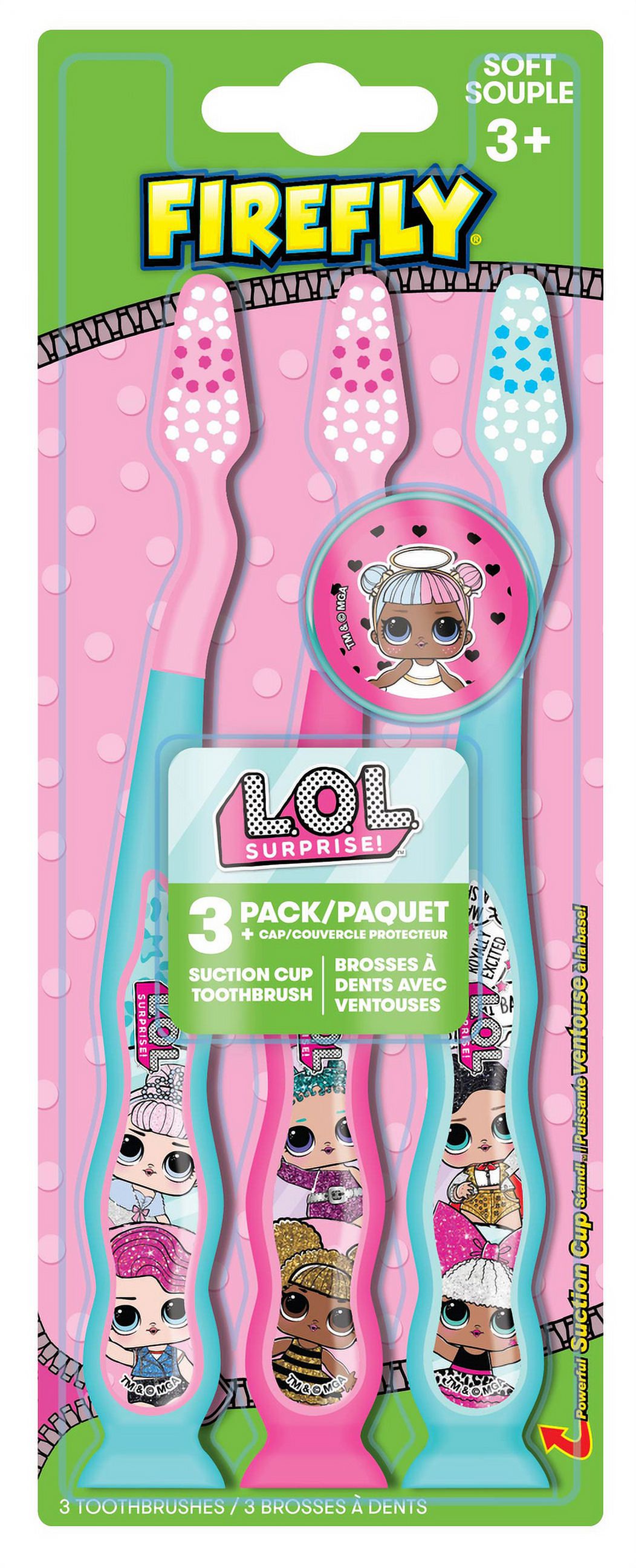 Brosse à dents à ventouse Firefly® pour enfants - LOL, Douce