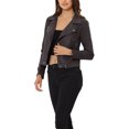 thumbnail image 4 of INSPIRE CHIC Women's Motorcycle Jacket Faux Suede Solid Color Asymmetric Zipper Jacket S Dark Gray, 4 of 6