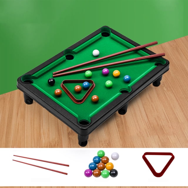 UsRHHA Mini Pool Table Billiards Game Set, 2 Sticks & 11 Balls Desktop Game For Stress Relief, Portable Tabletop Pool For Family Entertainment