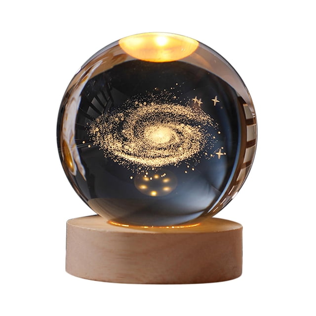 GROWTH TANK 3D Crystal Ball Night Lamp Bedside Lamp Astronomy Night Lamp with Base LED Light