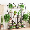thumbnail image 4 of UNHO 2 PCS Half Heart-Shaped Plant Holder Multilayer Patio Flower Racks Display Shelf with Hooks for Home Patio Lawn-L, 4 of 10
