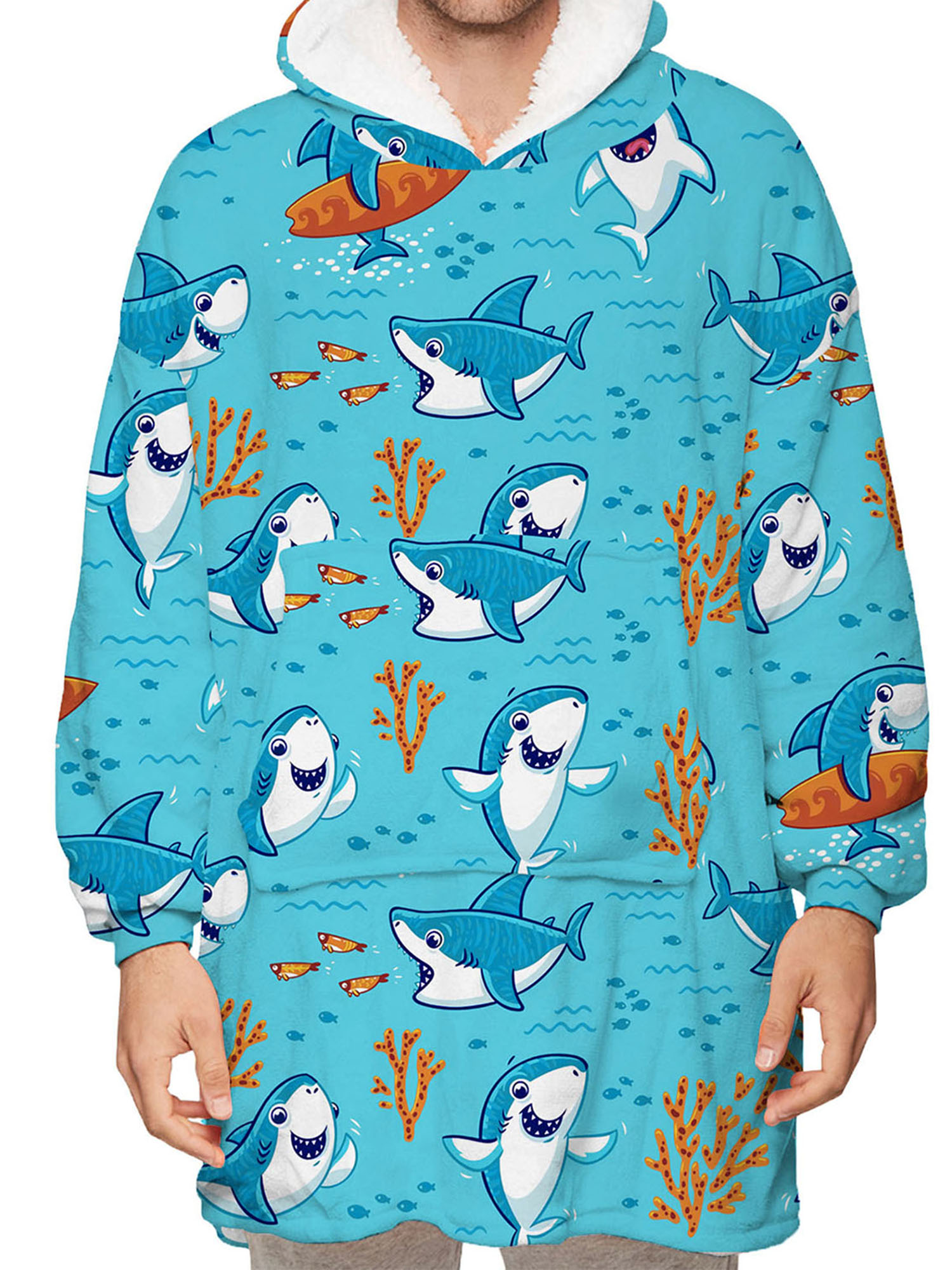 Fortune Matching Family Wearable Blanket Oversized Hoodies Pullover Christmas Pajama