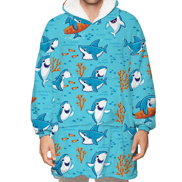 Fortune Matching Family Wearable Blanket Oversized Hoodies Pullover Christmas Pajama