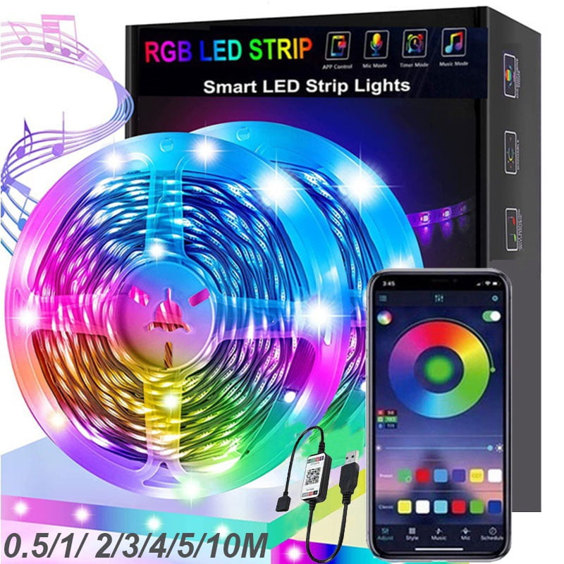 Jinsinto LED Light for Bedroom 5 Meters, Music Sync Color Changing LED Light Strip with Remote Control and App Control Light Strip, LED Light for Home Party Decoration