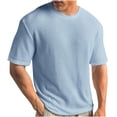 thumbnail image 1 of DPTALR Men's Summer Solid Round Neck Short Sleeved Knitted T-shirt, 1 of 5