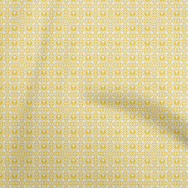 oneOone Cotton Cambric Yellow Fabric Asian Block Sewing Material Print Fabric By The Yard 42 Inch Wide
