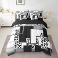 thumbnail image 2 of YST Black White Grey King Comforter Set With Sheets 7 Piece For Kids Boys Teen Abstract Wildlife Skin Bedding Set Geometric Leopard Bed In A Bag Buffalo Check Cheetah Print Bed Set, 2 of 5