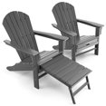 thumbnail image 2 of Costway 2 PCS Outdoor Patio HDPE Adirondack Chair Beach Seat Retractable Ottoman Grey, 2 of 9