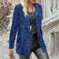 thumbnail image 1 of IROINID Veste Courte Confortable pour Femmes, Blazer à Col Cranté, Couleur Unie, Manches Longues, Bleu, 1 of 6