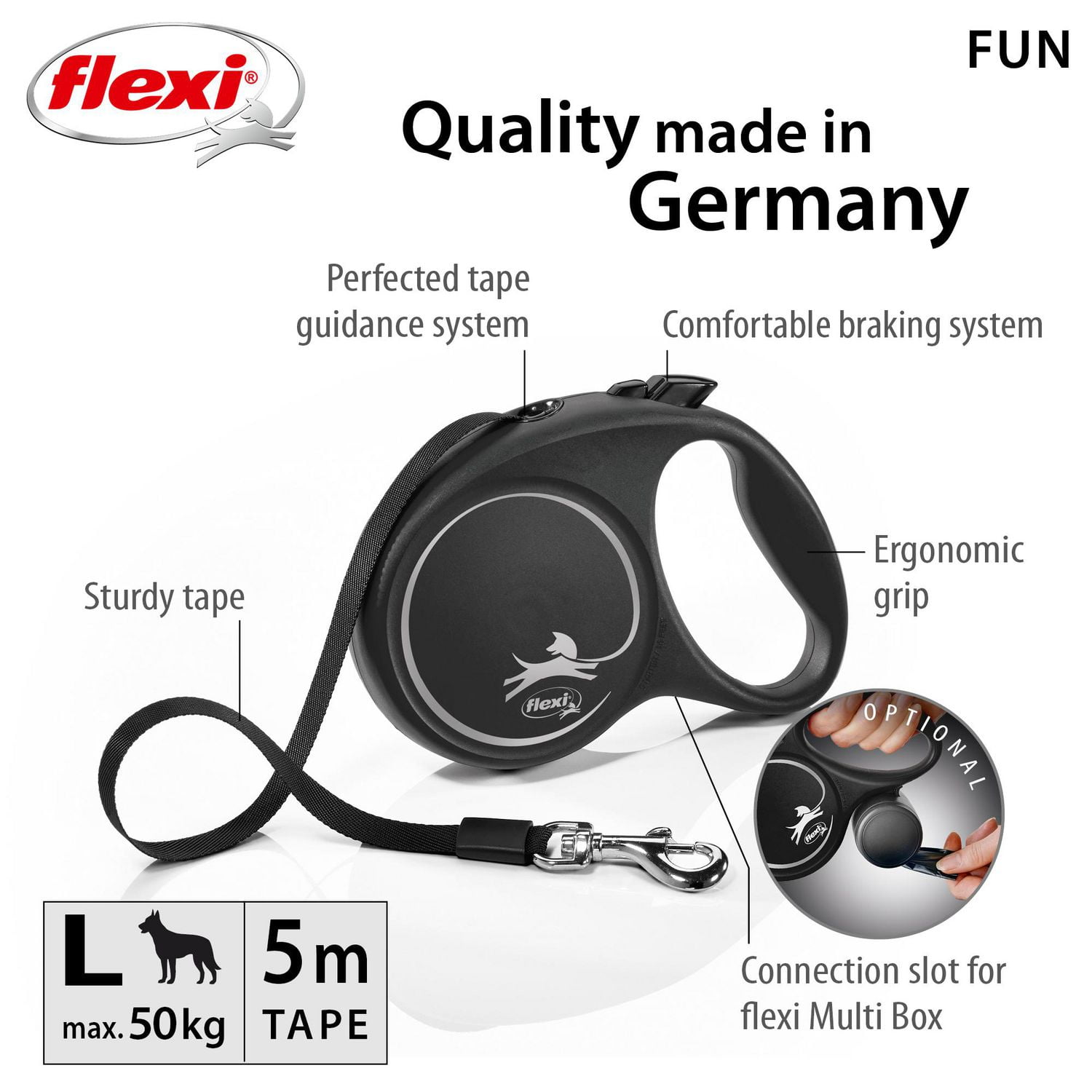 Flexi FUN Grande Laisse pour Chien à Ruban Rétractable 5m